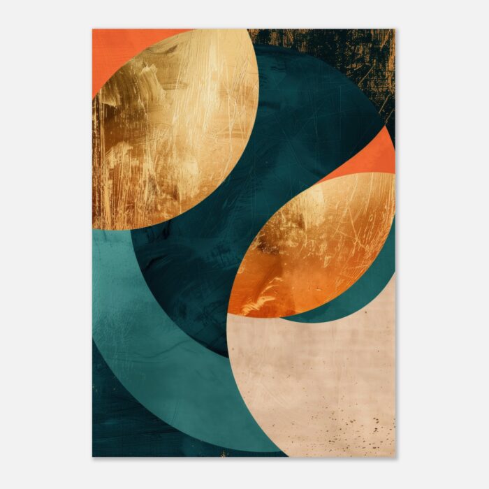 Modernism Poster Art - Abstract Geometric Shapes in Gold, Orange, and Teal