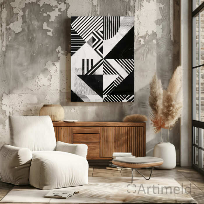 Black and White Poster Modernism in Living Room 3