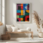 modernism poster art geometric cubism colors intertwining in Living Room 5