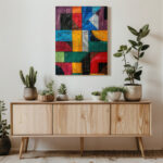 modernism poster art geometric cubism colors intertwining in Entryway